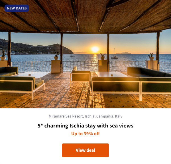 5* charming Ischia stay with sea views