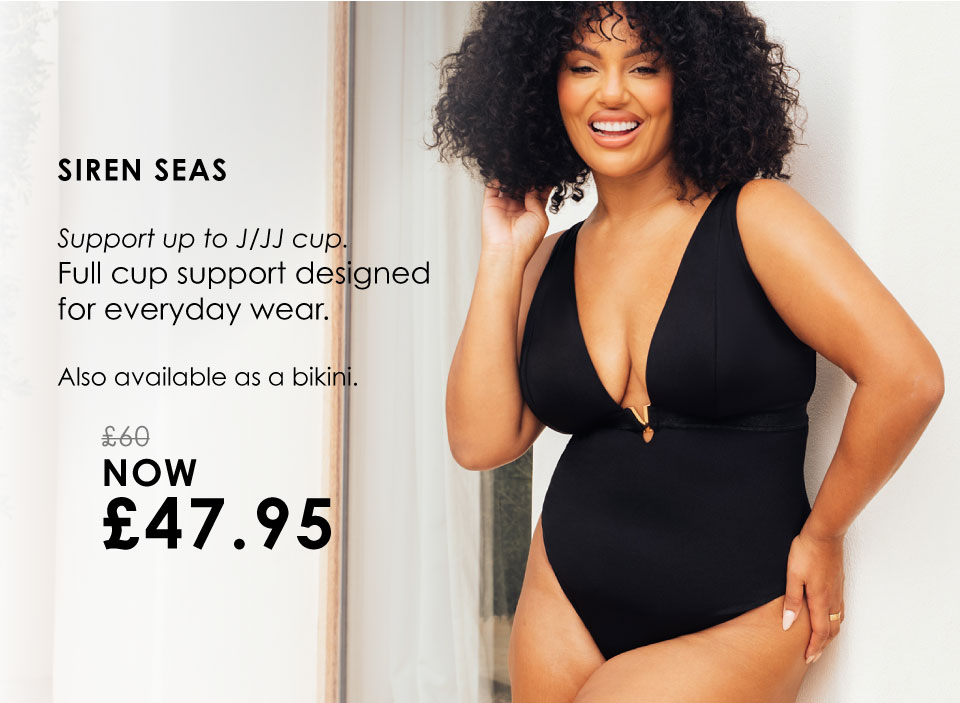 Siren Seas Non-Wired Plunge Swimsuit Black