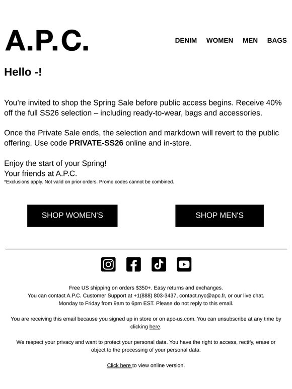 Private Sale | 40% off