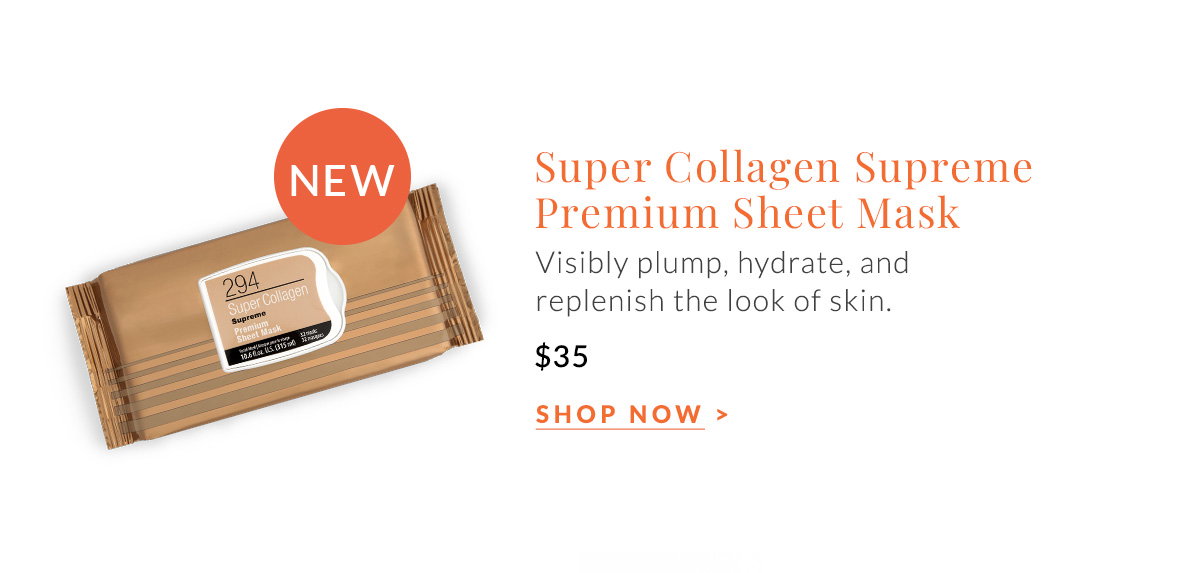 Super Collagen Supreme Premium Sheet Mask plumps and hydrates skin