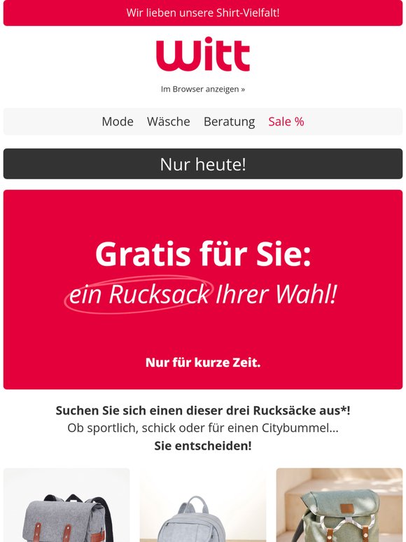 🎒 Rucksack geschenkt - Sie entscheiden!