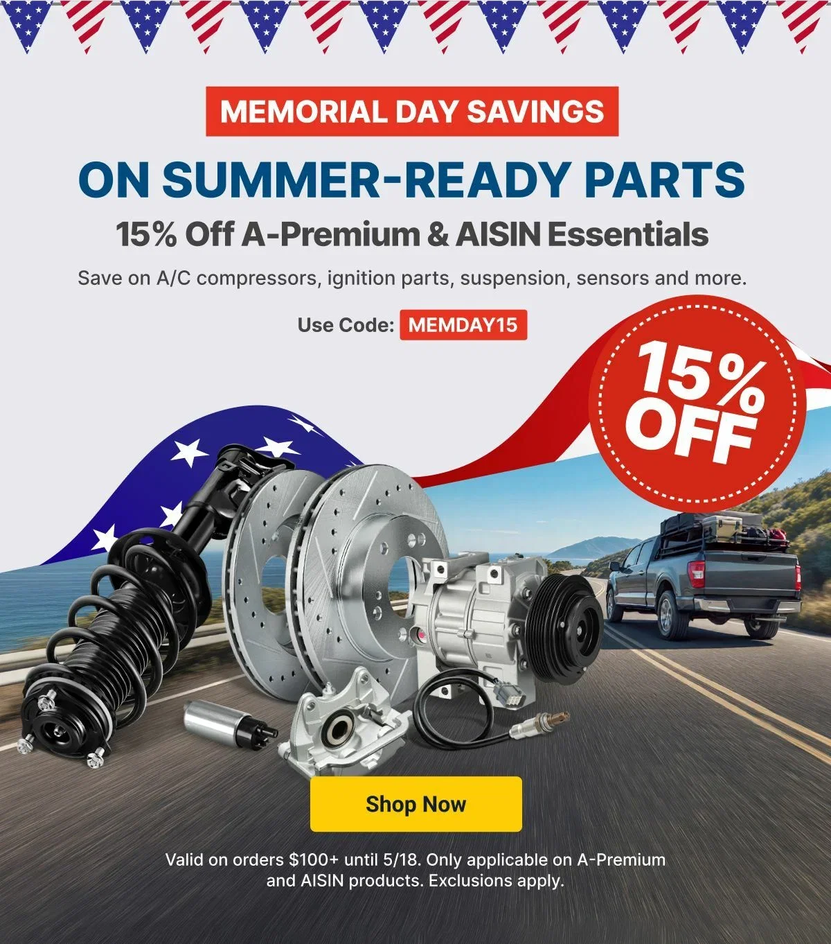 Memorial Day Savings | 15% Off A-Premium & AISIN Essentials | Use code: MEMDAY15