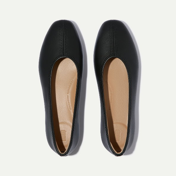 DELICATO High-Cut Metallic Soft-Leather Ballerinas Black