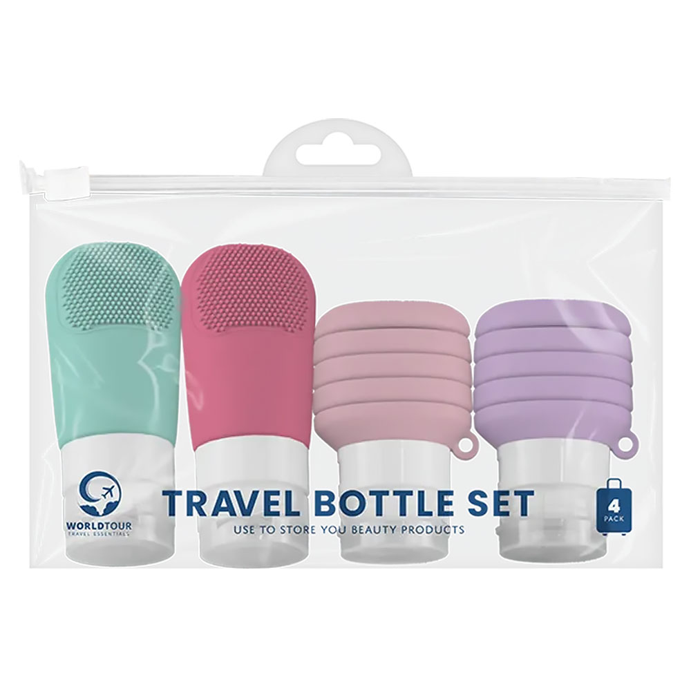 World Tour Travel Silicone Bottle Set 4pk - £7.99 delivered