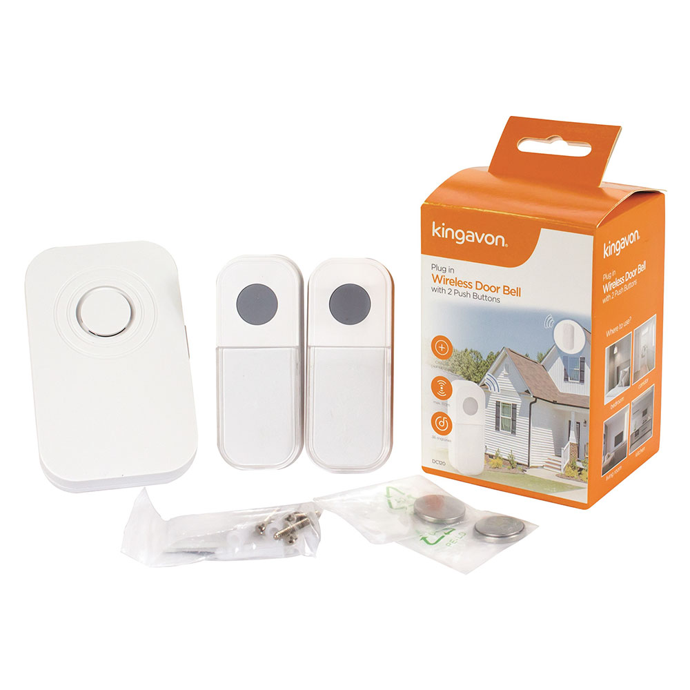 Kingavon Wireless Door Bell Set with 2 Push Buttons - £15.99 delivered