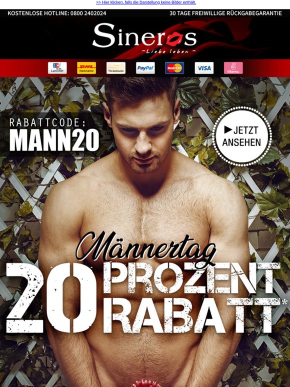 😏 Männer wollen nur das eine: 20% Rabatt auf Alles!