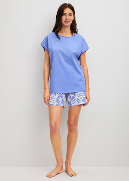 Short pyjama with patterned shorts in the colour Persian Jewel from the Cotton Special series by CALIDA.