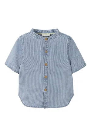 Name It mini NMMHANS STRIPE DNM SS SHIRT 1910-IP: light blue denim