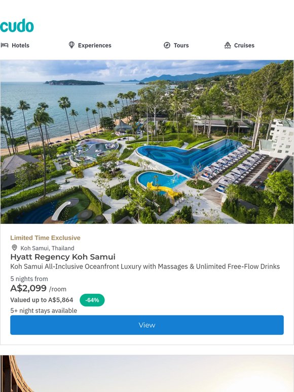 Thailand Hyatt Regency Koh Samui All-Inclusive Luxury w. Unlimited Free-Flow Drinks & Massages