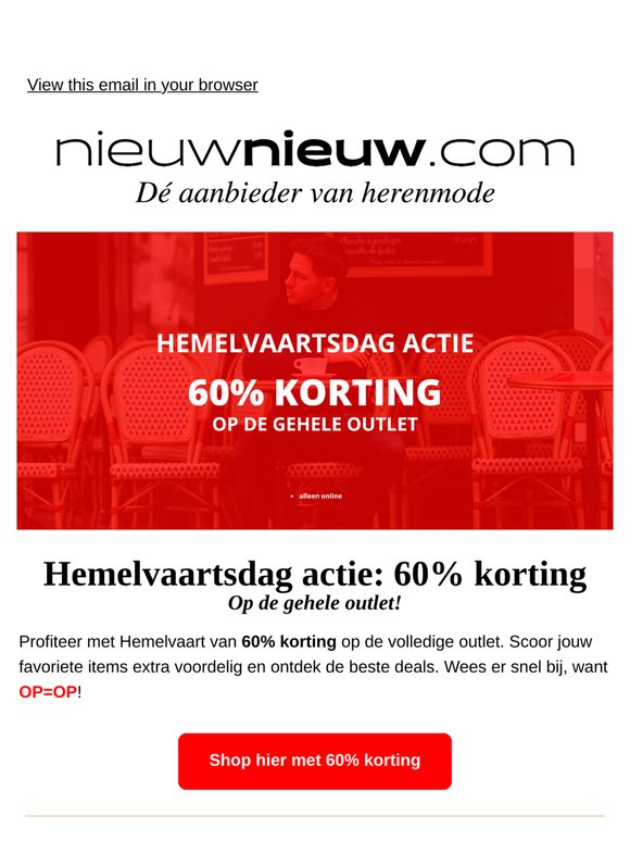 HEMELVAARTSDAG: -60% op de gehele OUTLET! 💥