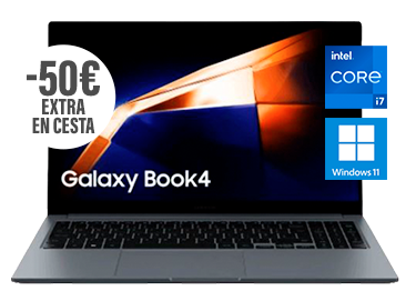 Ordenador portátil Samsung Galaxy Book4, Intel Core i7-1355U, 16GB RAM, 512GB SSD, Intel Iris Xe, Windows 11 Home, 15.6