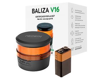 Baliza de emergencia V16 Neoway con tecnología NB-IoT T-912 y conexión DGT 3.0 