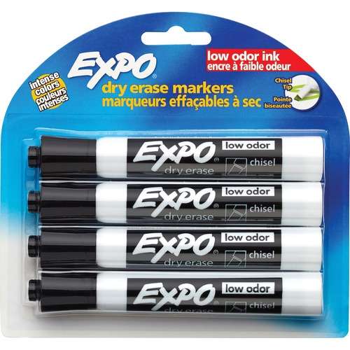 Dry Erase Markers - Black, 4 Pack