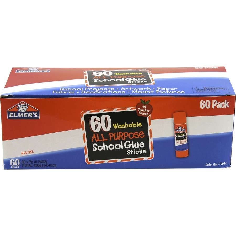 Elmer's Glue Sticks - Dries Clear, 0.24 oz, 60 Pack