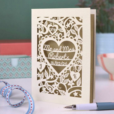 Personalised Papercut Wedding Card