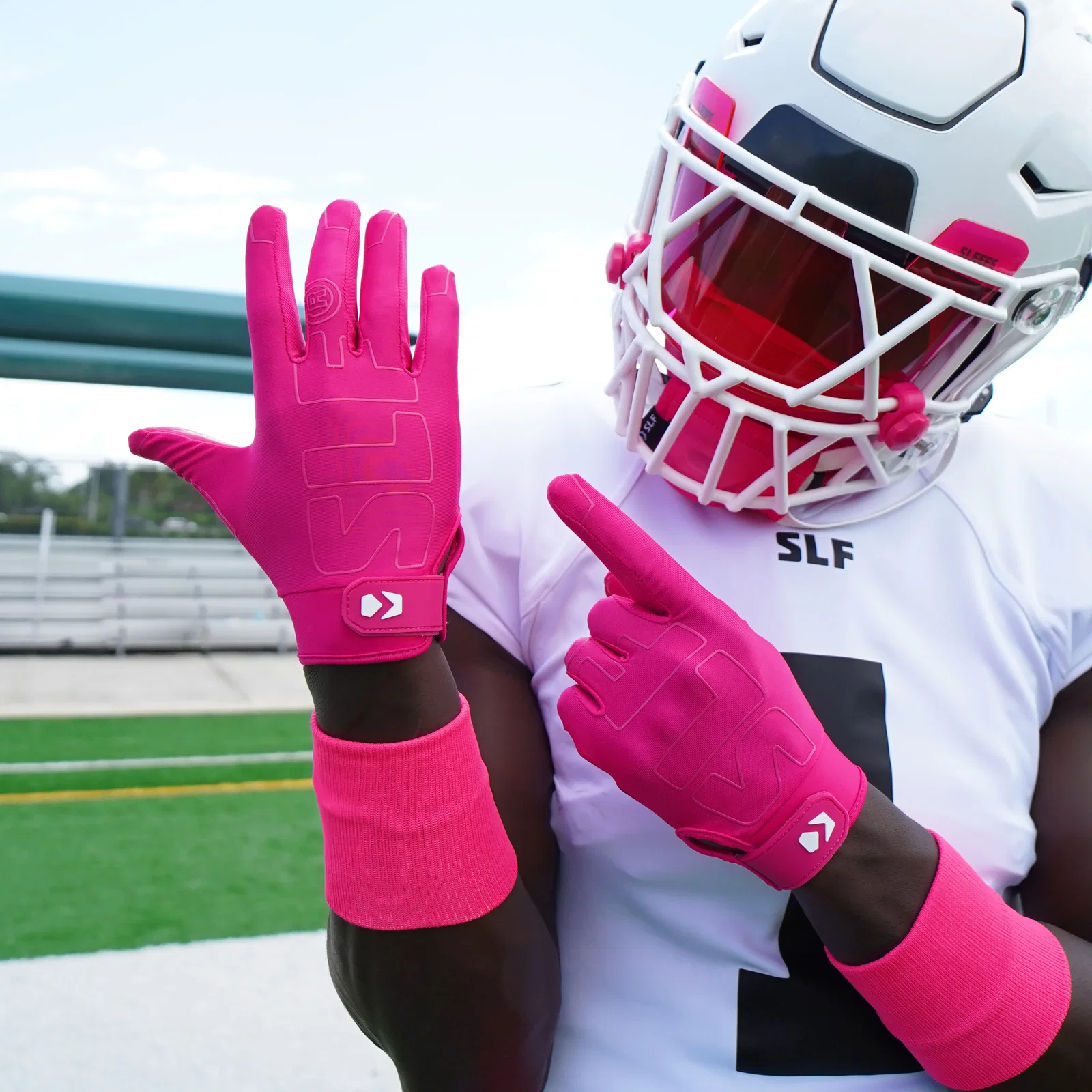 Image of Hue Pink Sticky Football Receiver Gloves