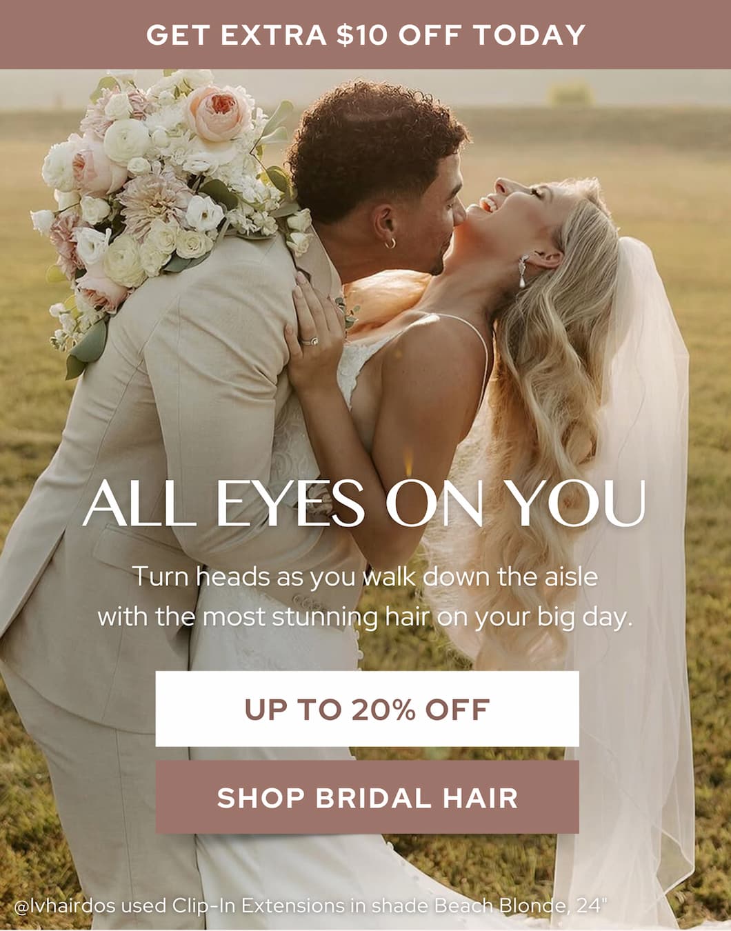 All Eyes On You -  Turn heads as you walk down the aisle with the most stunning hair on your big day made possible by Classic clip in hair.