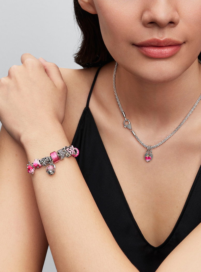Pandora Moments spring charms on model