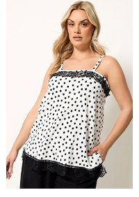 YOURS Curve White Polka Dot Vest Top