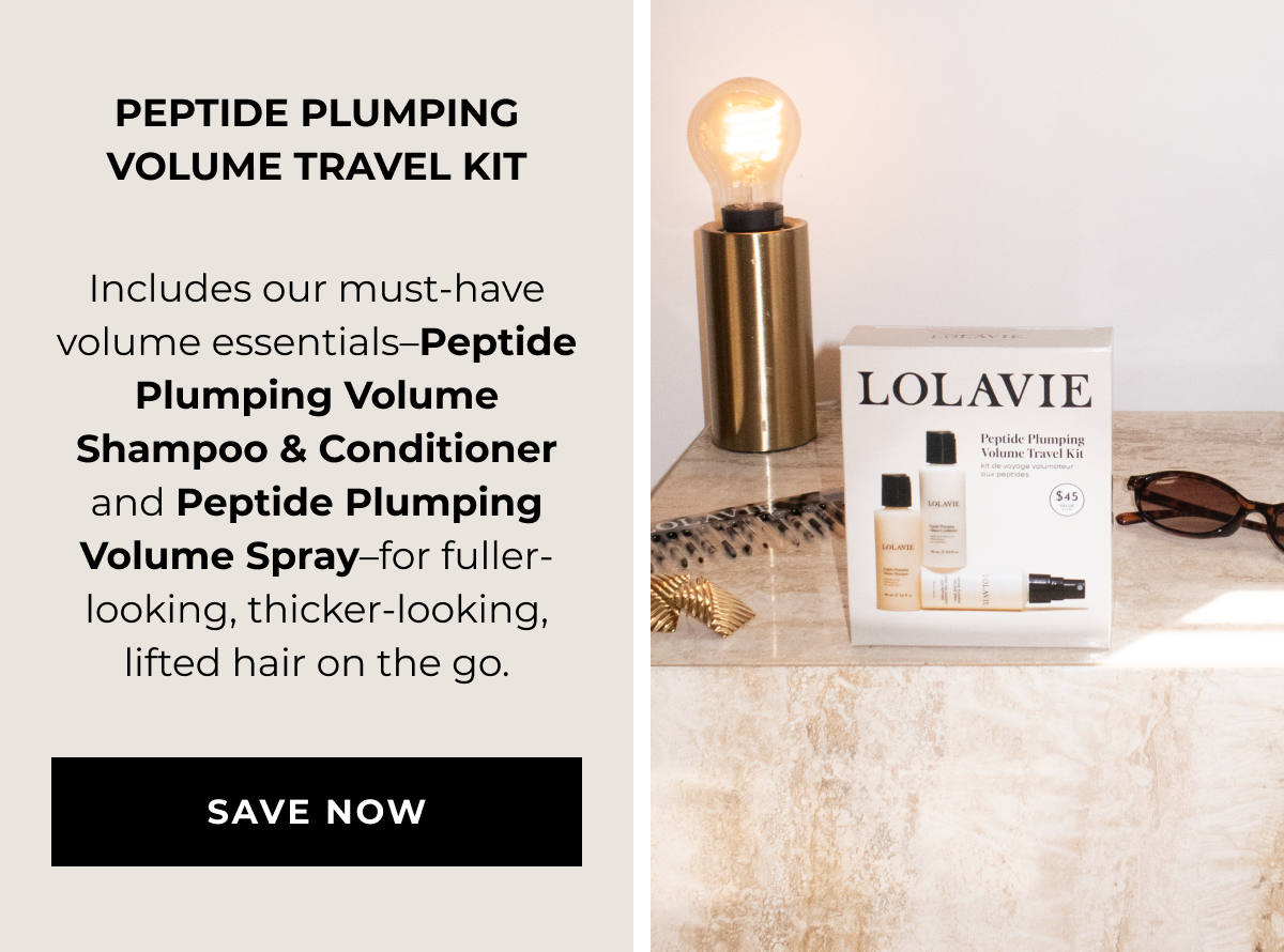 Peptide Plumping Volume Travel Kit - Includes our must-have volume essentials–Peptide Plumping Volume Shampoo & Conditioner and Peptide Plumping Volume Spray–for fuller-looking, thicker-looking, lifted hair on the go. - SAVE NOW