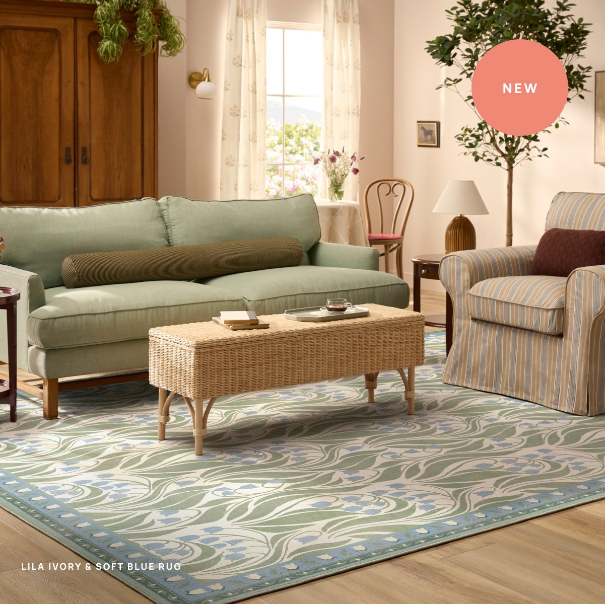 Lila Ivory & Soft Blue Rug 