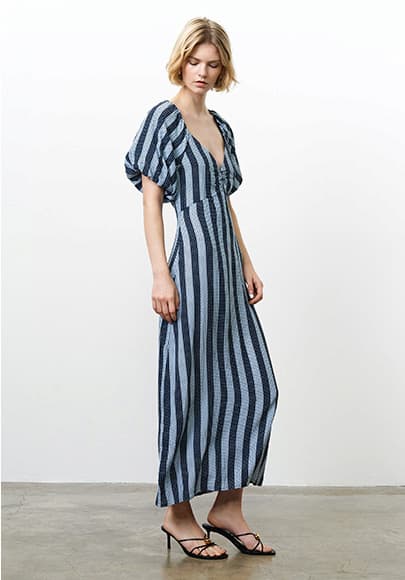 Fran Eco Lizzie Puff Sleeve Midi Dress