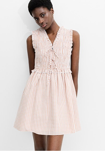 Rhodes Poplin Gingham Smocked Dress
