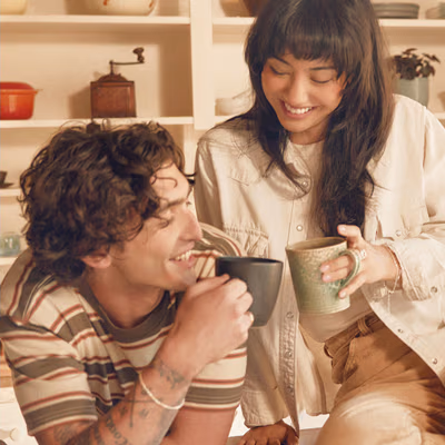Couple drinking Peet's coffee