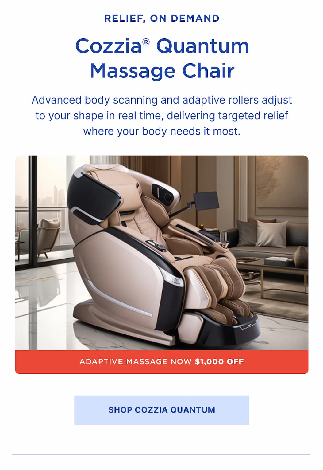 cozzia quantum massage chair advanced and adaptive to your shape
