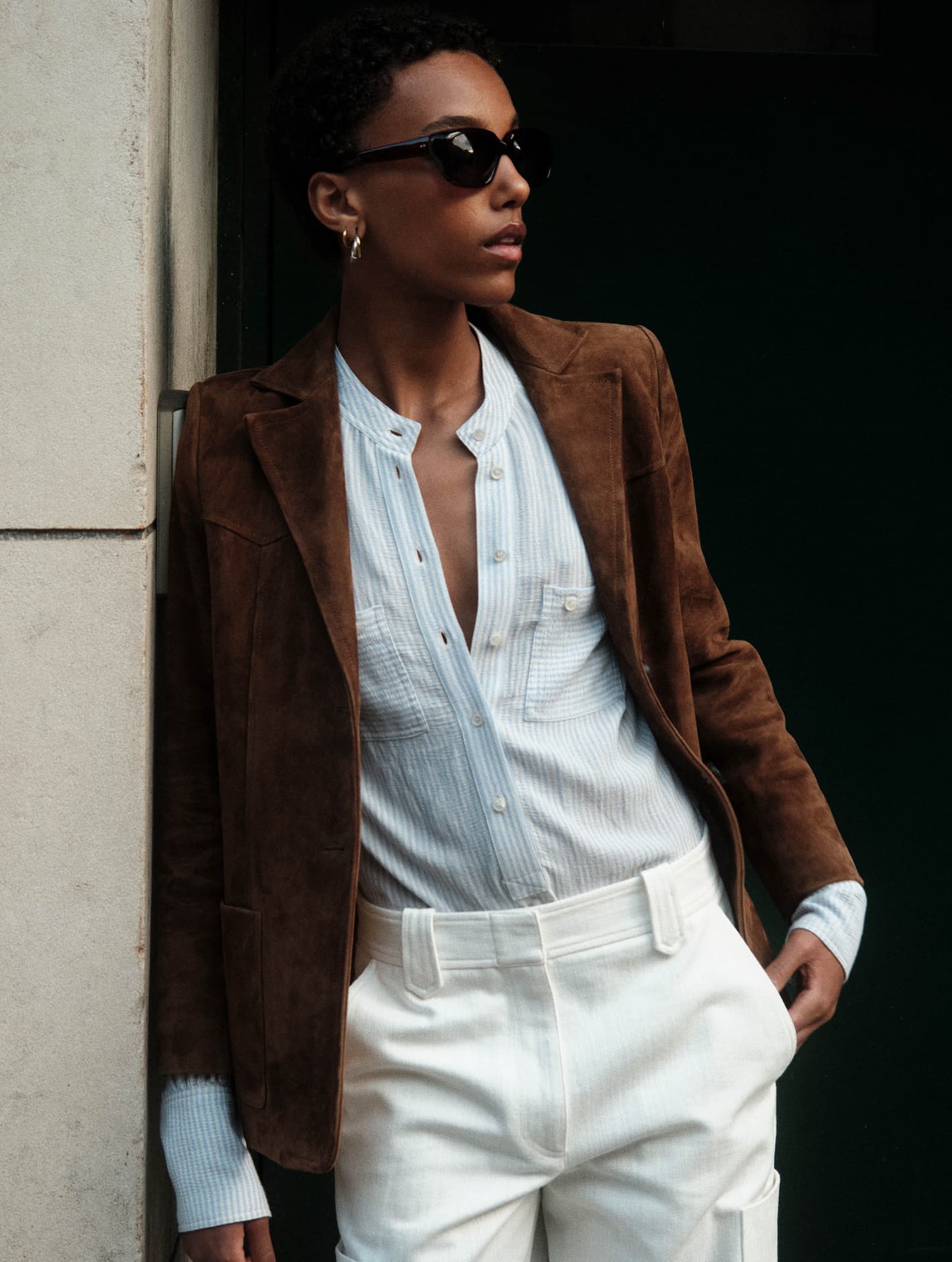 Veste en agneau velours marron
