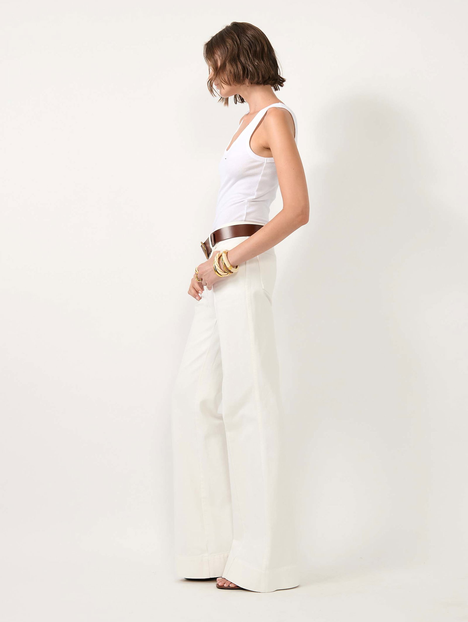 Jean flare en denim blanc
