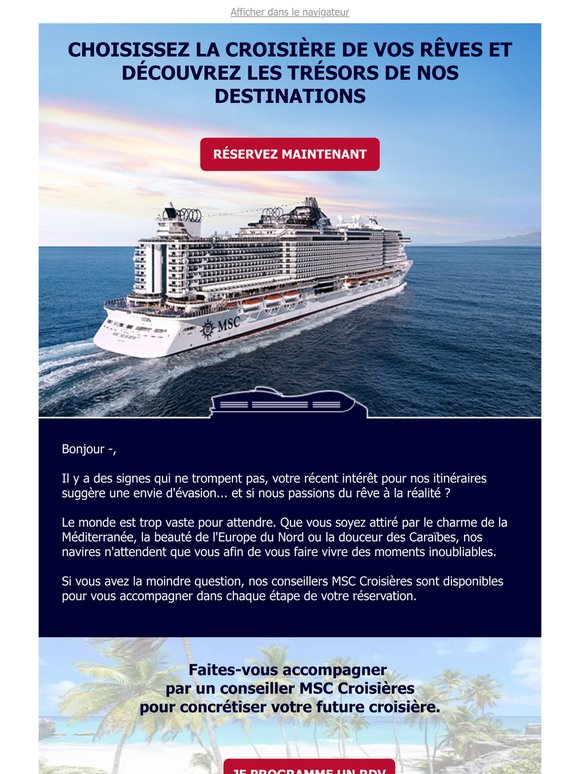 —                                                                                                                         Bonjour, votre croisière de rêve vous attend
