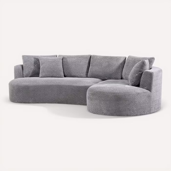 Canapé d'angle méridienne réversible JO tissu velours côtelé beige