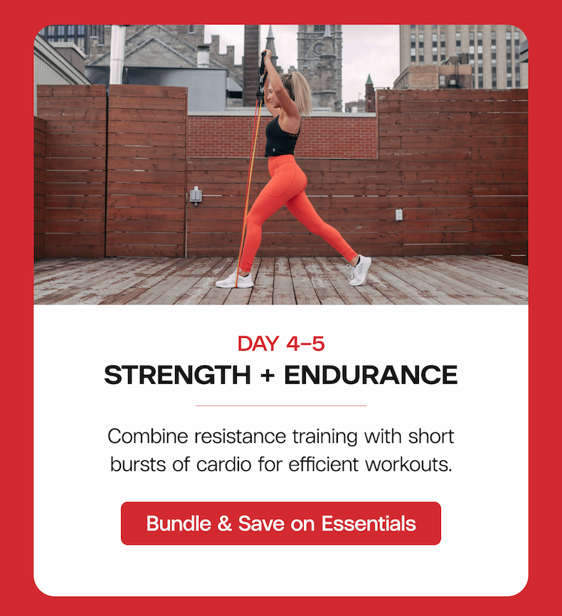 Day 4–5: Strength + Endurance Combine resistance training with short bursts of cardio for efficient workouts.