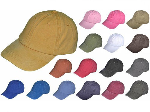 Pigment Dyed Dad Hats - Polo Unstructured Low Profile Cotton Twill Caps (18 Colors) - 21682