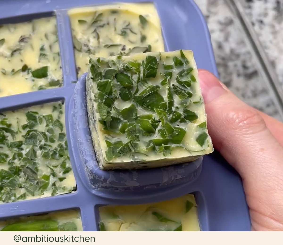 herbs in ice tray