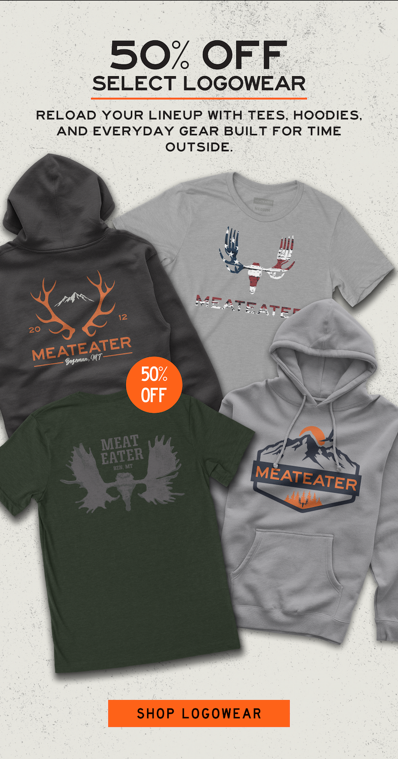 50% off logowear with tees, hoodies, and everyday gear built for time outside.
