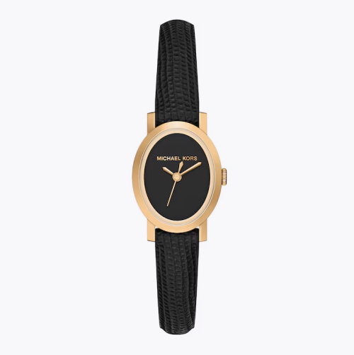 Michael Kors Maude Women's 21mm Black Leather Strap Watch