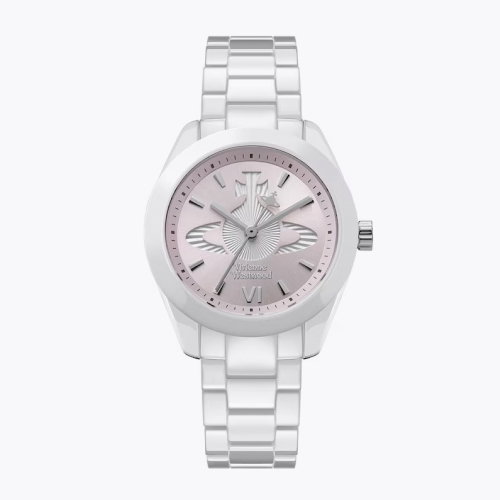 Vivienne Westwood Fenchurch Ceramica Light Pink Dial & White Ceramic Bracelet Watch