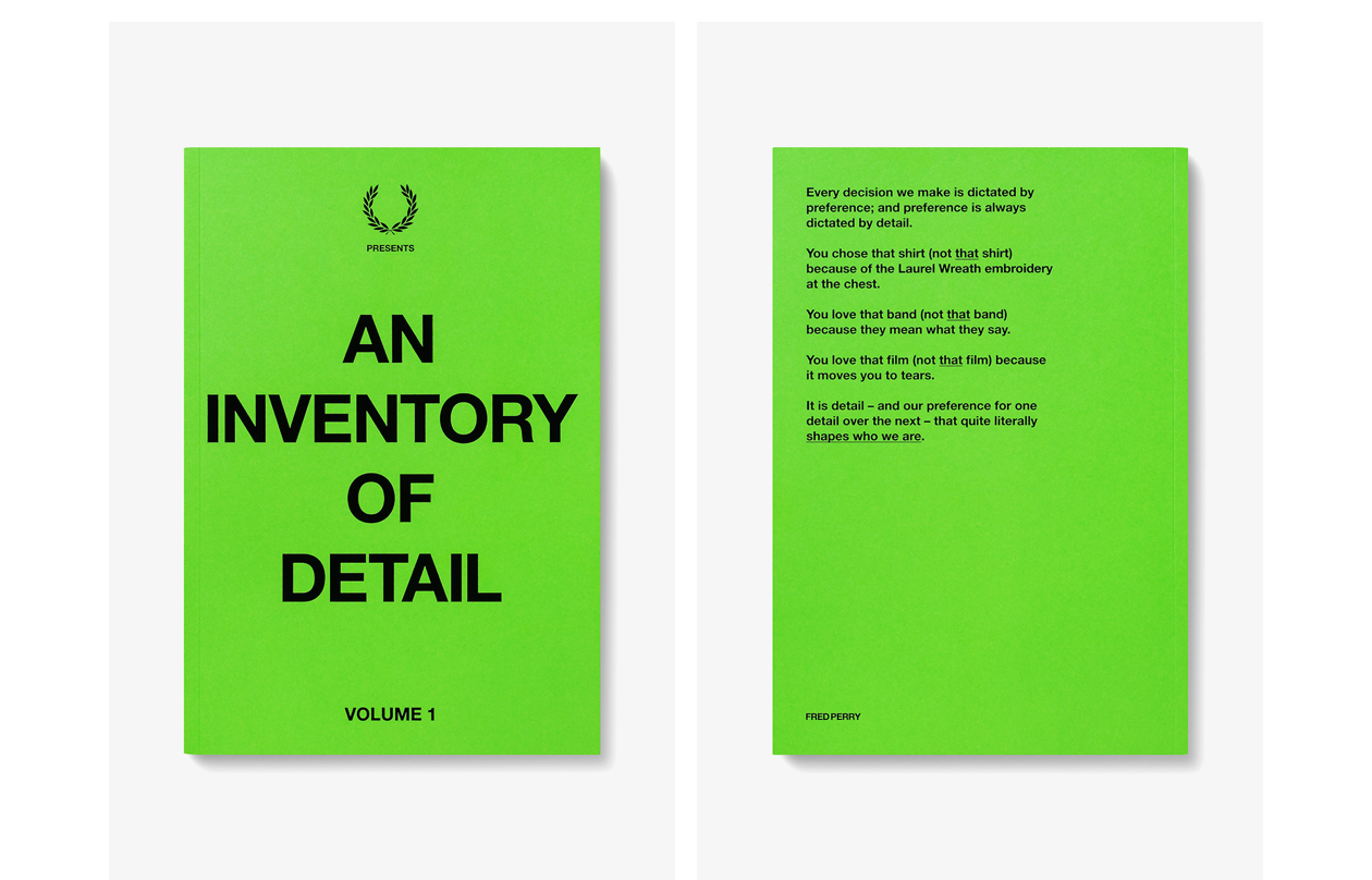 The back and front of the Fred Perry An Inventory of Detail 