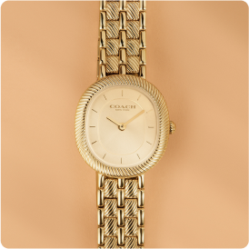 Coach Harlow Oval Gold Dial Gold Tone Watch 14504660