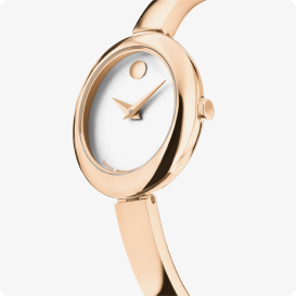 Movado Museum Bangle Oval Silver White Dial Watch 0608071
