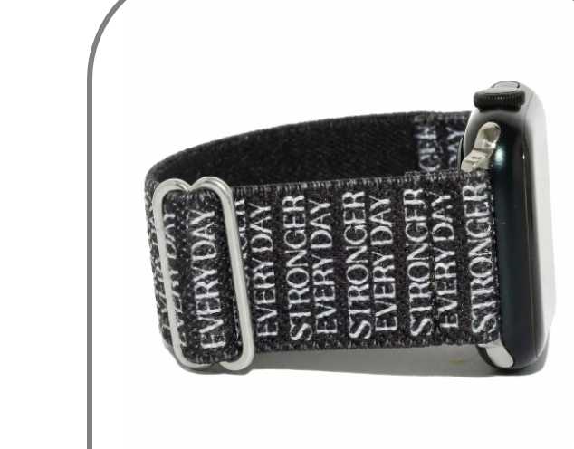 Strength black 'EVERY DAY STRONGER' print Apple Watch band