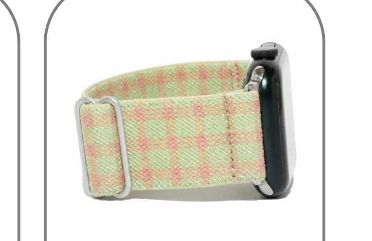 Retro green and pink plaid Apple Watch band