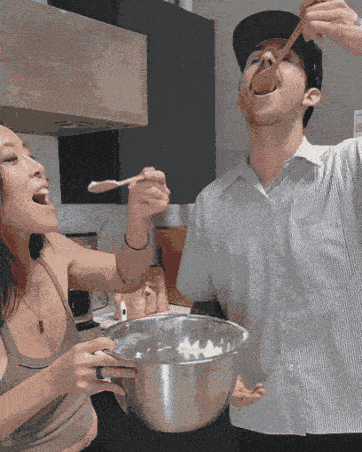 Here's Travis and I -- giddy and proud taste testing the final production batch: