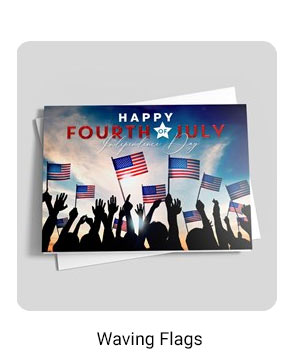 Waving Flags 4th of July Card