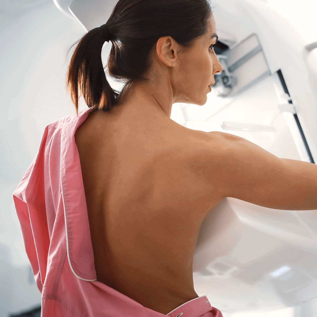Woman getting a mammogram
