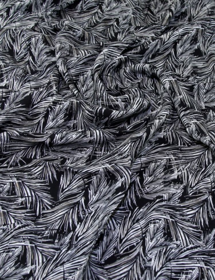 John Kaldor Fernando Viscose Challis Fabric Black & Grey