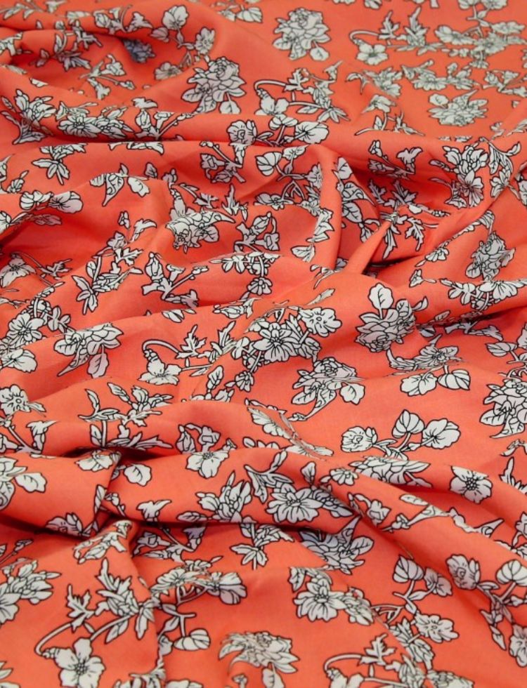 Deadstock Viscose Challis Fabric Coral