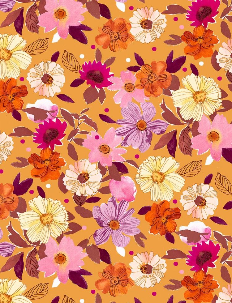 Dashwood Studio Flora Rayon Challis Fabric Amber